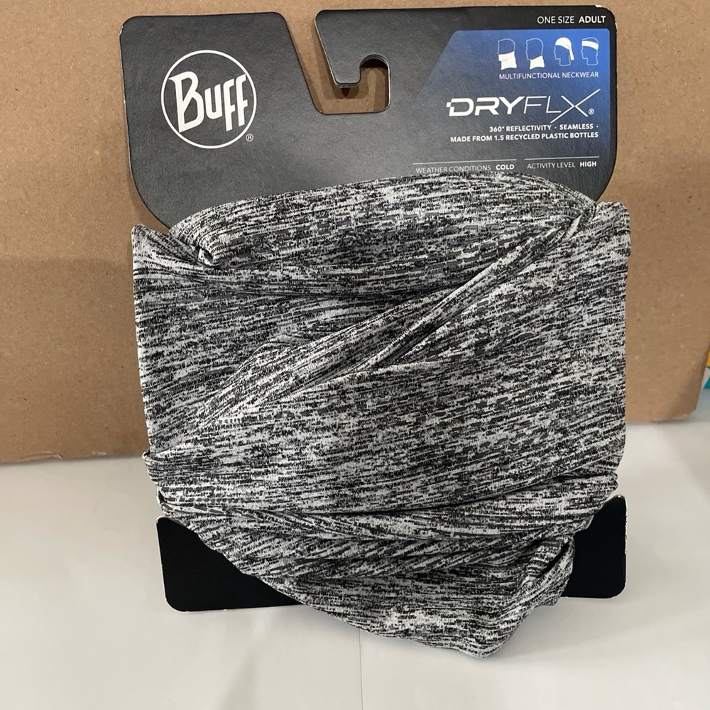 Buff Men's DryFlx Multifunctional Neck Gaiter Light Gray NWT
